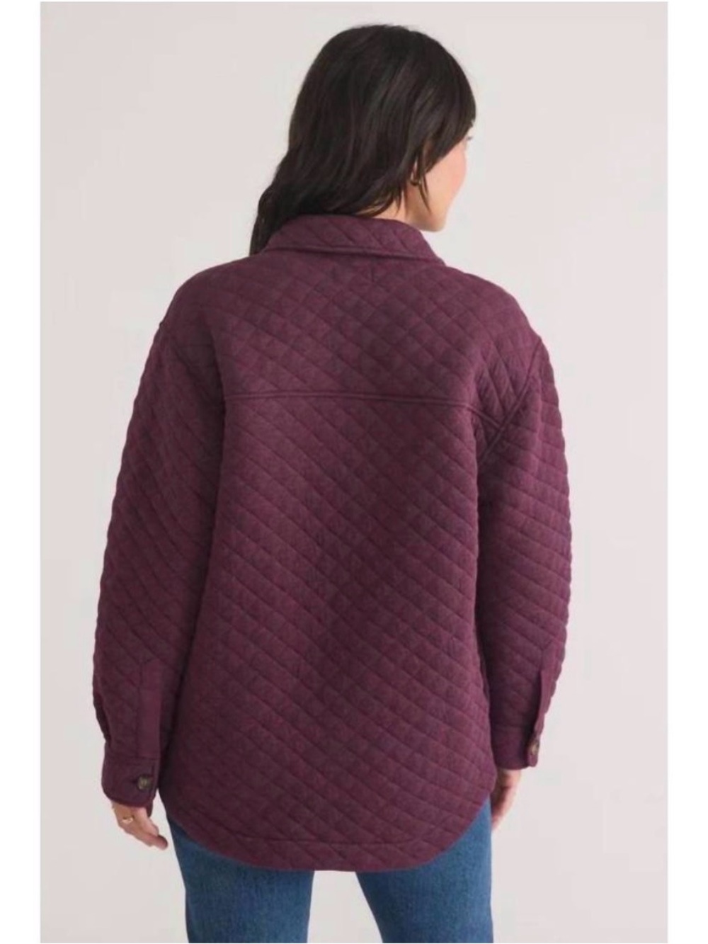Marine Layer Corbet Quilted Shirt Jacket in Deep Plum Size Large - Picture 3 of 16